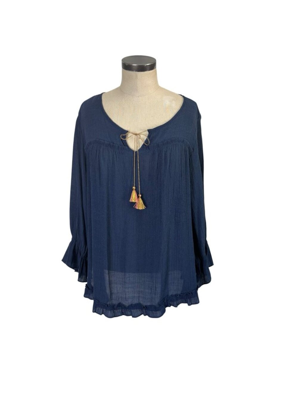 Zac & Rachel Boho Peasant Top 2X Blue